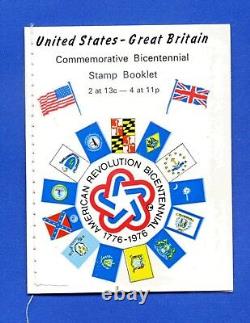 RARE 1976 USA & GREAT BRITAIN Bicentennial Commemorative Stitched Stamp Booklet