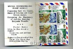 RARE 1976 USA & GREAT BRITAIN Bicentennial Commemorative Stitched Stamp Booklet