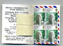 RARE 1976 USA & GREAT BRITAIN Bicentennial Commemorative Stitched Stamp Booklet