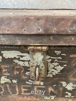 RARE Antique British Navy WWI Trench Art HMS QUEEN MARY Carpenter Box WOW