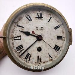 RARE Antique English Brass Ship Clock SMITHS ASTRAL Bridge Great Britain RUNS
