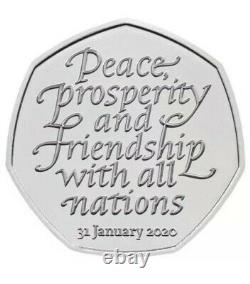 RARE Brexit 50 Pence Peace, Prosperity and Friendship With All Nations