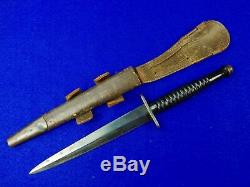 RARE British English WW2 FAIRBAIRN SYKES Fighting Knife Wood Handle with Sheath