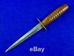 RARE British English WW2 Fairbairn Sykes Wood Handle Fighting Knife with Sheath