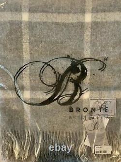 RARE Bronte by Moon Wool GRAY / GREY Windowpane Throw Blanket from Great Britain