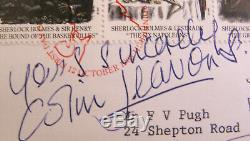RARE FDC Sherlock Holmes 5 x Hand Signed Jeremy Brett Charles Gray Eric Porter