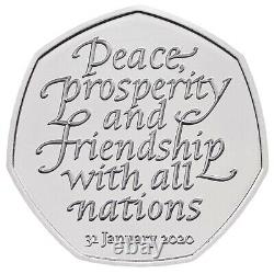RARE GENUINE Brexit 50p Peace, Prosperity, and Friendship with all nations 2020