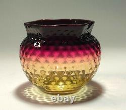 RARE Thomas Webb & Sons Alexandrite Hexagon Vase with Honeycomb Pattern