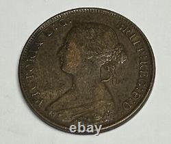 RARE VF Victoria Reverse BROCKAGE ERROR Penny Great Britain coin 1 Very Fine