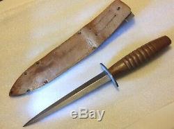RARE WWII ERA SYKES with WOOD HANDLE DAGGER (KNIFE) UNMARKED PRIVATE