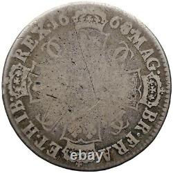 Rare 1668/4 Half Crown Charles II Great Britain Silver Coin (MO2584-)