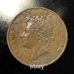 Rare 1825 Great Britain George IV Half Penny Split Planchet Error Coin