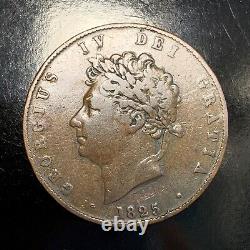 Rare 1825 Great Britain George IV Half Penny Split Planchet Error Coin