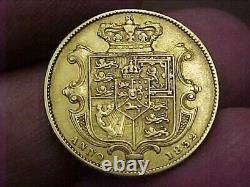 Rare 1832 Great Britain Gold Sovereign William IV 2nd Bust S-3829b Km-717 Shield