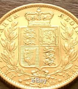 Rare 1849 Gold Great Britain Young Head Shield Full Sovereign Coin Unc Die Flaws