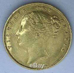 Rare 1854 Gold Great Britain Young Head Shield Full Sovereign Coin Ww Incuse