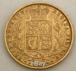 Rare 1854 Gold Great Britain Young Head Shield Full Sovereign Coin Ww Incuse