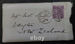 Rare 1872 Great Britain Cover ties 6p stamp cd London-New Zealand w 3 Letters