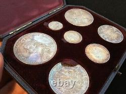 Rare 1887 Q/victoria Silver Proof Jubilee Issue Crown To 3d 7 Coin Set In Case
