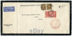 Rare 1936 Airmail cover to Brazil signed Anthony Eden 5s Seahorse + 2 x 1s