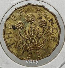 Rare 1951 Great Britain UK 3 Pence Coin