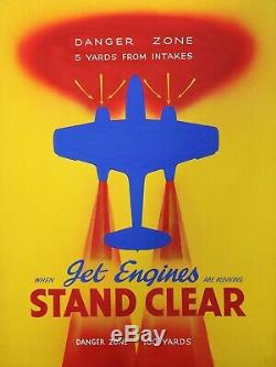Rare Air Ministry poster design painting When Jet Engines Are Running. C. 1940s