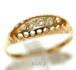 Rare Antique 18k Gold Diamond 5-Stone Band Ring Size 7.5