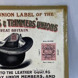 Rare Antique Felt Hatters & Trimmers Union Of Great Britain Cardboard Sign