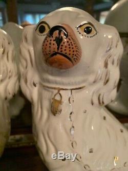 Rare Antique Staffordshire Spaniel Dogs Large Matched Pair