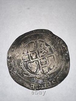 Rare AntiqueCharles I 1600's Silver Half Crown Great Britain Early Colonial Coin