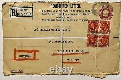 Rare Belfast Great Britain Private Registered Cover To Berlin Germany