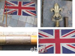 Rare Boy Scouts Early 20th Century Union Jack Standard, Brass fittings dated 1928