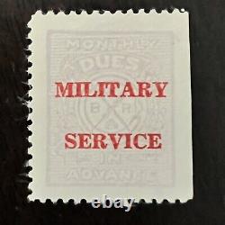Rare Britain Monthly Dues In Advance Stamp, Red Military Service Overprint
