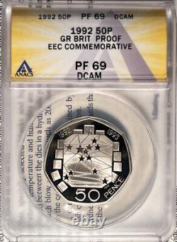 Rare Great Britain Commemorative Proof Coin 1992-1993 UK 50P EEC PR69