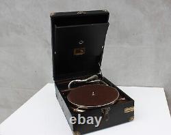 Rare HMV 101 Turntable Black Portable Gramophone with crank Great Britain