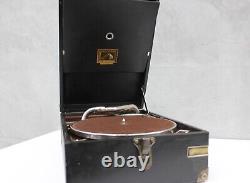 Rare HMV 101 Turntable Black Portable Gramophone with crank Great Britain