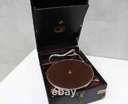 Rare HMV 101 Turntable Black Portable Gramophone with crank Great Britain