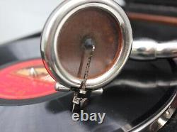 Rare HMV 101 Turntable Black Portable Gramophone with crank Great Britain