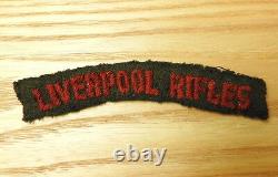 Rare Original Military WWI/II Liverpool Rifles Cloth Shoulder Title Badge (4391)