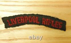 Rare Original Military WWI/II Liverpool Rifles Cloth Shoulder Title Badge (4391)