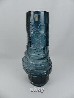 Rare Original Vintage Whitefriars MCM Art Glass Indigo Hoop Vase G. Baxter 9680