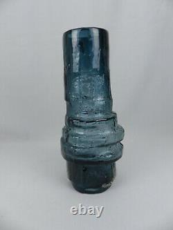 Rare Original Vintage Whitefriars MCM Art Glass Indigo Hoop Vase G. Baxter 9680