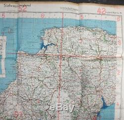 Rare Original WW2 BLITZ Era Vintage GERMAN LUFTWAFFE MAP of SOUTHWEST ENGLAND