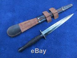 Rare Original Wooden Handle Fairbairn Sykes Knife Commando Dagger & Sheath