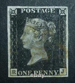 Rare Penny Black with yellow (Horsham) MX 4 margin plate 1b (RJ) see details
