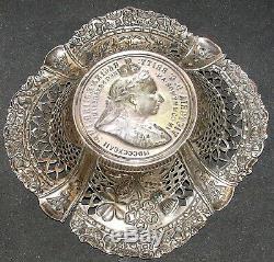 Rare Queen Victoria Sterling Silver Bon Bon Candy Dish 1837 1897 Diamond Jubilee