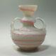 Rare Victorian Rainbow Mother Of Pearl Satin Glass Handled Vase