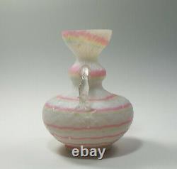 Rare Victorian Rainbow Mother of Pearl Satin Glass Handled Vase