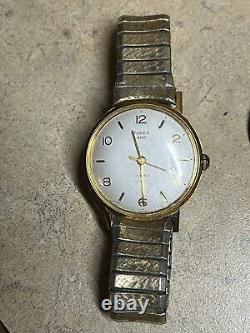 Rare Vintage 1956 Timex 400 Gold Great Britain M Wind Men's Watch 17 Jewels
