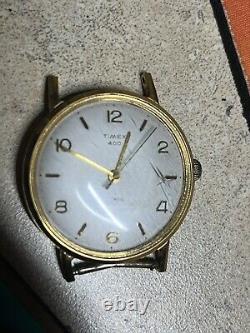 Rare Vintage 1956 Timex 400 Gold Great Britain M Wind Men's Watch 17 Jewels